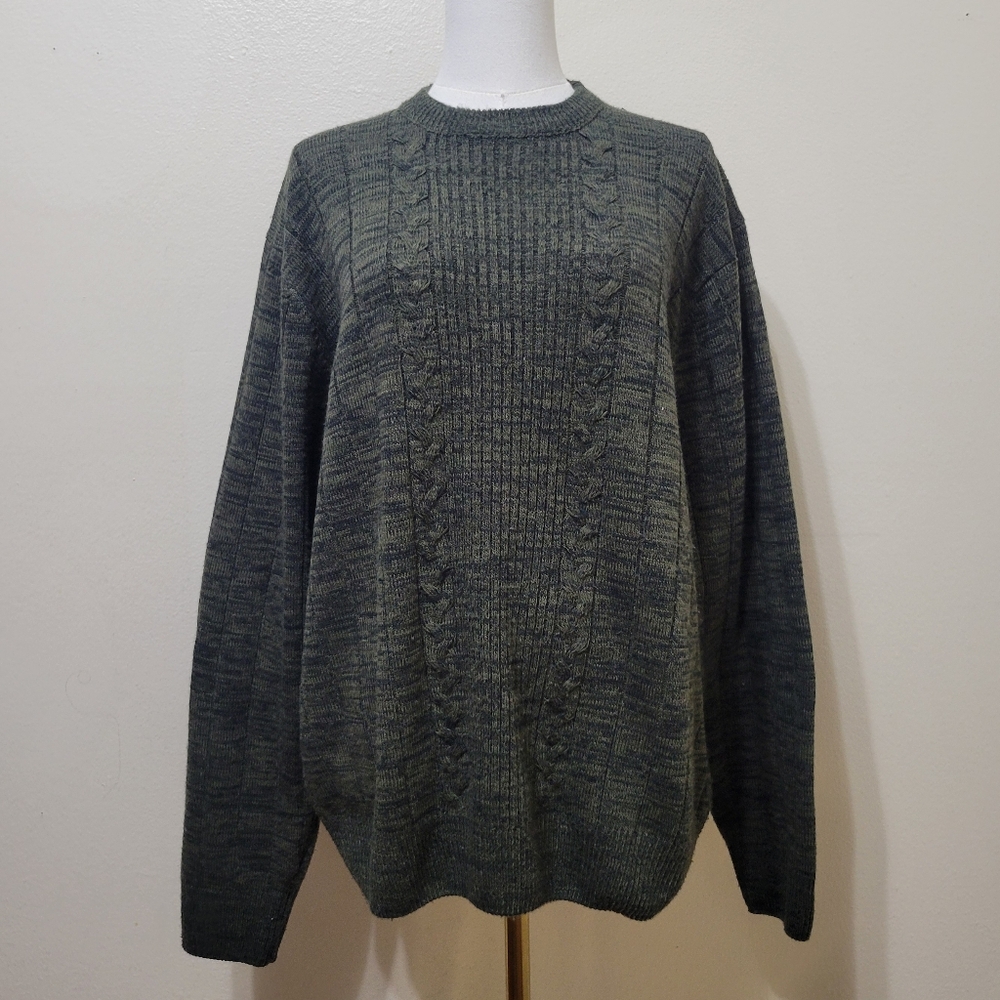 Geoffrey Beene | Vintage Knit Heathered Dark Green Sweater